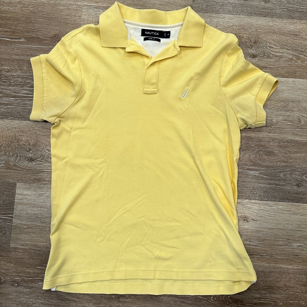 Nautica Men's Collared T-Shirt, Yellow, SLIM FIT, worn once, great condition!!